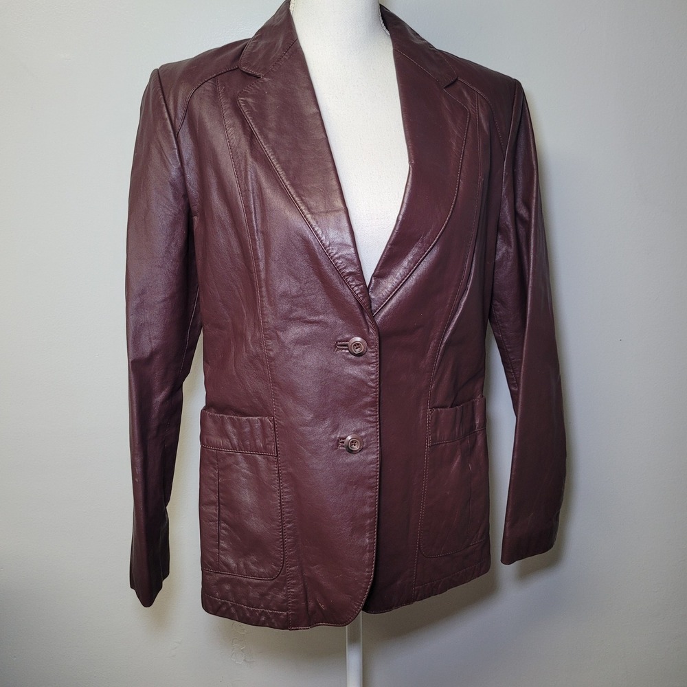 Wilsons‎ Leather Jacket Maroon Burgundy Wine Womens 14 Vintage